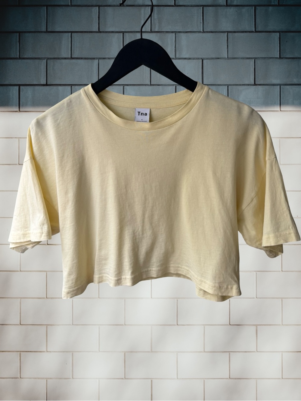 TNA Pale Yellow Cropped Tee